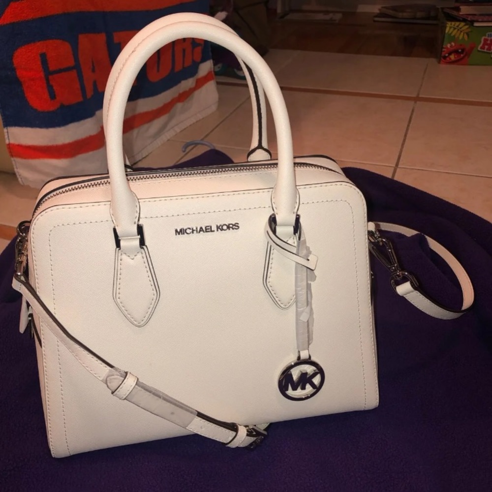 NWT MICHAEL Michael Kors white satchel purse